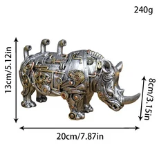 소품스팀 기계 펑크 동물 조각 장식 수지 공예 개 달팽이 코뿔소 인형 홈 침실 데스크탑, 07 Rhino, 07 Rhino