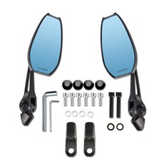 機車後視鏡 摩托車後照鏡 通用型 8MM 10mm 電動車後視鏡 三陽 光陽, 1個, 藍光後照鏡