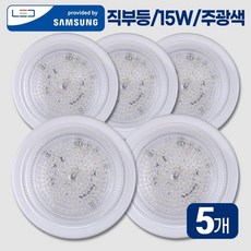 LED 원형 직부등 15W, 주광색(하얀빛), 5개