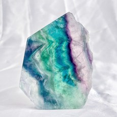 螢石片 多細閃 方形千層 帶彩虹光 (附支架) 綠螢石 透明螢石 紫螢石, 1個