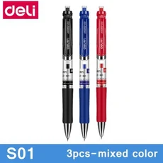 3개/묶음 델리 S01 프레스 젤 펜 0.5mm 스프링 헤드 롤러 볼 잉크 s206 색 옵션, 05 S01Mixed(3pcs)