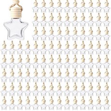 BBTO 100피스 자동차 공기 청정기 디퓨저 나무 캡 포함 빈 아로마테라피 디퓨저 투명 자동차 향수 홀더 펜던트 걸이식 향수병 장식용 (별 투명), 투명 으스스한