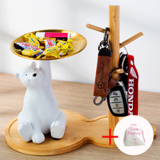 일상HO감 북극곰 곰돌이 트레이 악세사리 수납함 차키보관, 11. 손든 북금곰+트레이+파우치