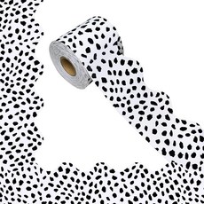 182.9m(69피트) 게시판 테두리 블랙 앤 화이트 스캘럽 웨이브 롤 트림 테두리 장식 포스터 보드 화이트보드 벽 파티 교실 패널 장식 192319, 182.9m(69피트) 게시판 테두리, 블랙 앤 화이트