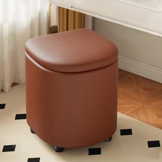 SeekFun 수납 화장대 스툴 이동식 의자 가죽, 1개, 밤색