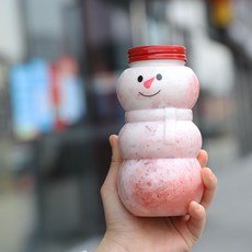 눈사람보틀 텀블러 음료 우유 밀크티 구멍 병뚜껑 물병 공병 귀여운 투명 병 500ml, 04. 500ml 병 + 밀봉 캡