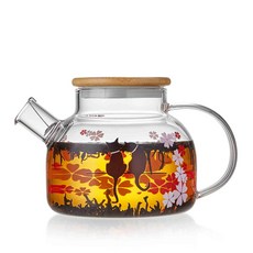 1000ml 포카로티 찻주전자 유리 급수 유리 주전자 내열 유리 귀여운 온도에서, 1개