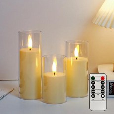원격 타이머가있는 깜박이는 불꽃 아크릴 촛불 크리스마스 웨딩 장식 구동, 4) beige3pcs-withremote, 없음
