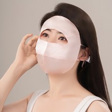 桑蠶絲防曬全臉面罩, 淺粉色, 1個