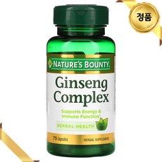 네이처스바운티 인삼 추출물 300mg 75 캡슐 진세노사이드 로얄제리 비타민B12 홍삼, 1개, 75정