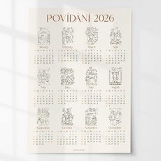 2026년 인테리어 달력 포스터 한장 연력 감성 캘린더 벽꾸미기 개와 고양이 A2, 1개