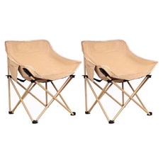 클레버 아웃도어 더블 레이어 문 체어, 카키, 2개