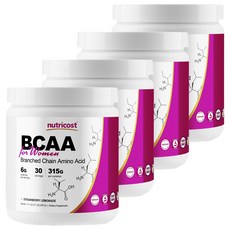 nutricost BCAA女性用沖泡粉 草莓檸檬口味, 4罐, 315g