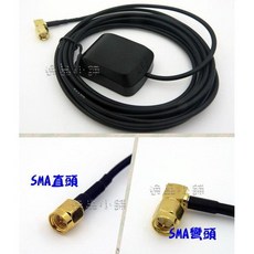 車用 GPS天線 導航接收器 高增益 SMA 90度 L型接頭, 1個, 3米彎頭