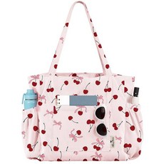 Miss Adola 여성용 대형 코듀로이 토트백 - 귀여운 숄더 재사용 가능한 캔버스 백 지퍼 멀티 포켓 학교용 Pk 플라워 단일 사이즈 Pk 플라워 157335