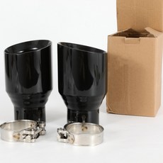 1개 자동차 블랙 스테인리스 스틸 배기 시스템 머플러 팁 엔드 베벨 엣지 아웃렛 범용 호환 파이프 액세서, 15 60MM IN 76MM OUT