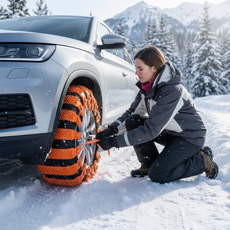 자동차 스노우체인 차량용 일회용 케이블타이형 간편설치, 오렌지