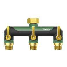 3방향 호스 스플리터 고유량 야외 수도꼭지 1.9cm(3/4인치) GHT 스레드 다양한 관개 타이머 및 호스에 연결하기 위한 대형 정원 어댑터 (그린) 105348, 초록색