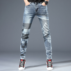 ASHWOLF 線條格紋造型牛仔褲