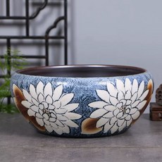 대형 수반 화분 수경 조경 플라스틱옥돌색소형(35cm)바닥무공 옹기 어항 연못 도자기 석회, AE. 조각 들국화