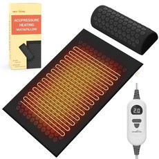 아마존평점4.5+ 미국출고 137880 HOMLYNS 온열 침술 매트 - 6가지 열 레벨 2시간 자동 꺼짐 및 4가지 조절 가능한 시간 설정 난방 지압 전신 마사지 스트레