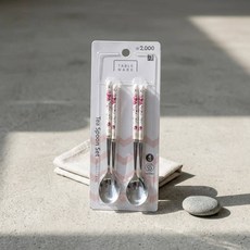 황실 장미 스텐레스 티스푼 일자형 4개입 홈카페 디저트 스푼, 핑크_식물(장미)