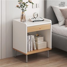 JS리빙 카리나 거실 원목 협탁 테이블 3단 침실 미니 화장대 소파 틈새 북선반 침대 다용도 서랍 정리대 선반 인테리어 서랍장 #우드+화이트 @JSCOMPANY-09755145EA, 1개