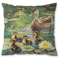 로터스 연못 베개 커버 18x18 코티지 코어 장식 소박한 시골 오리 장식 커버 침실 거실, Style4