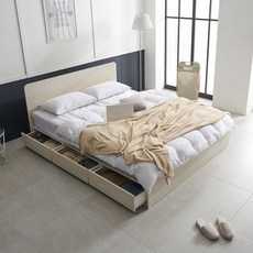 프린홈 밀리 수납형 킹 침대 K+본넬 매트리스, 메이플