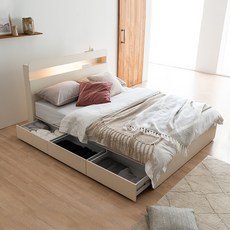 레이디가구 모노 LED 빅 3단서랍 수납 침대 SS/Q 슈퍼싱글 퀸 벙커수납 프레임 이케아st 방문설치, 아이보리, 01. 모노 LED 수납침대 SS_프레임(매트제외)