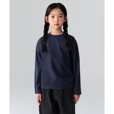 무신사 스탠다드 MUSINSA STANDARD KIDS 릴렉스드 크루 넥 긴소매 긴팔 티셔츠 [네이비] MKETL3Z01-NA 401357