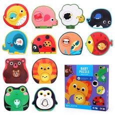 A 優選 兒童益智進階大塊積木玩具，2-4歲寶寶早教益智玩具，男孩女孩動物積木, 1個, 入門-寶貝找媽媽