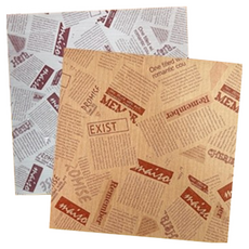 復古油紙墊 漢堡方形紙 防水防油烘焙紙 食品級耐熱包裝紙 適用三明治氣炸鍋 20x20cm 25x25cm, 1個, 1個裝