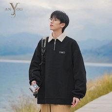 ANYOU 추동 남성 맨투맨 캐주얼 루즈핏 맨투맨
