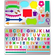 INFUNLY 금속 스텐실 책갈피 세트, 알파벳 및 숫자 스텐실 세트