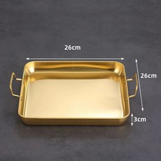 캠핑 라면그릇 손잡이 라면 먹방용 나들이용 접시 깊은, 1개, 25cm 양손잡이 얕은 트레이 골드