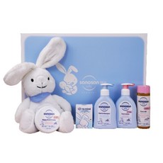 德國珊諾sanosan baby re:mind極致寵愛新生禮盒 - 極潤系列/QQ兔娃娃/洗髮沐浴, 1套