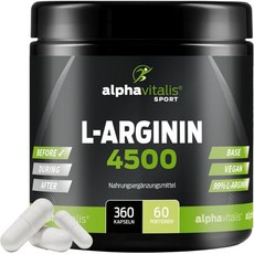 alphavitalis L-아르기닌 99 프로 - 베이스 마그네슘 스테아레이트 무첨가 비건 활성 성분 360캡슐 프리미엄 품질, alphavitalis L-아르기닌 99 프로 - 베이, 1개, 360