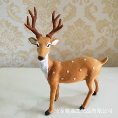 仿真動物梅花鹿麋鹿長頸鹿模型，皮毛動物擺件，影視裝飾道具，台灣出貨, 30cm