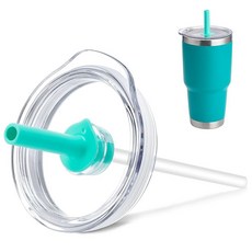 머그 캠핑 가을 텀블러 yeti Prurex 빨대 뚜껑 Yeti 887.2ml30온스 램블러와 호환 - 실리콘 노즐과 빨대가 있는 교체용 컵 커버 직경 9.4cm3.75인치, Teal