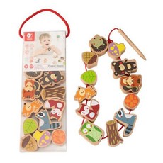 원목 동물모양 아기실꿰기 소근육발달놀이 실끼우기장난감 꿰기장난감 4세, 1개