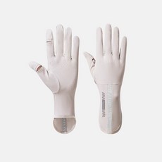 UPF50 防晒手套女防紫外線夏季冰絲薄款加長防滑耐磨觸屏騎行, 1個, 加长护腕-米色