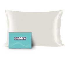 Gabire Mulberry 모발 및 피부용 실크 베개 커버 트러블 방지 양면 리얼 커버 숨겨진 지퍼 샴페인 스탠다드(50.8cm x 66cm(20인치 26인치)) 129, 아이보리