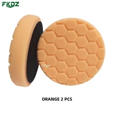 6/7 인치 스폰지 자동차 폴리 셔 왁싱 패드 보트 용 버핑 휠 연마 스크래치 제거, 07 Orange 2pcs, 02 6 Inch (5 Inch Back)