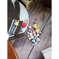 [자체5개] 19mm 린넨 꼬다리있는 하트싸개단추 장식 의류 수선 포인트 단추 의류부자재, 화이트