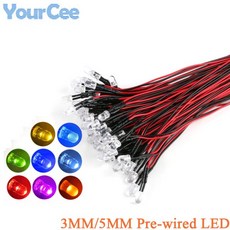 LED 램프 비드 워터 클리어 LED 다이오드 사전 배선 케이블 레드 그린 블루 옐로우 UV 오렌지 핑크 웜 화이, 14 3mm White