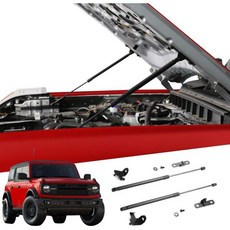 마베트 프론트 본넷 후드 서포트 업그레이드 버전 포드 브롱코 액세서리 2026년 2021-2025년 2/4도어 쇼크 스트럿 가스 스프링 탄소강 검정, 카본 스틸 블랙