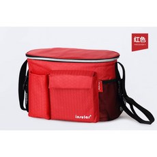 推車保冷袋 母乳保冷袋 推車掛袋 可肩背 保溫袋 野餐保溫包 大容量多功能媽媽包, 1個, 推車保溫掛袋-流金紅