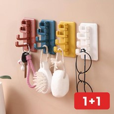 유모차 더블 후크 고리 현관 수납 걸이 무타공 간편 부착, 레드, 1개