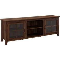워커 에디슨 포츠머스 클래식 2 유리문 TV 스탠드 최대 80인치 70인치 다크 월넛 TV용, Dark Walnut, Stand